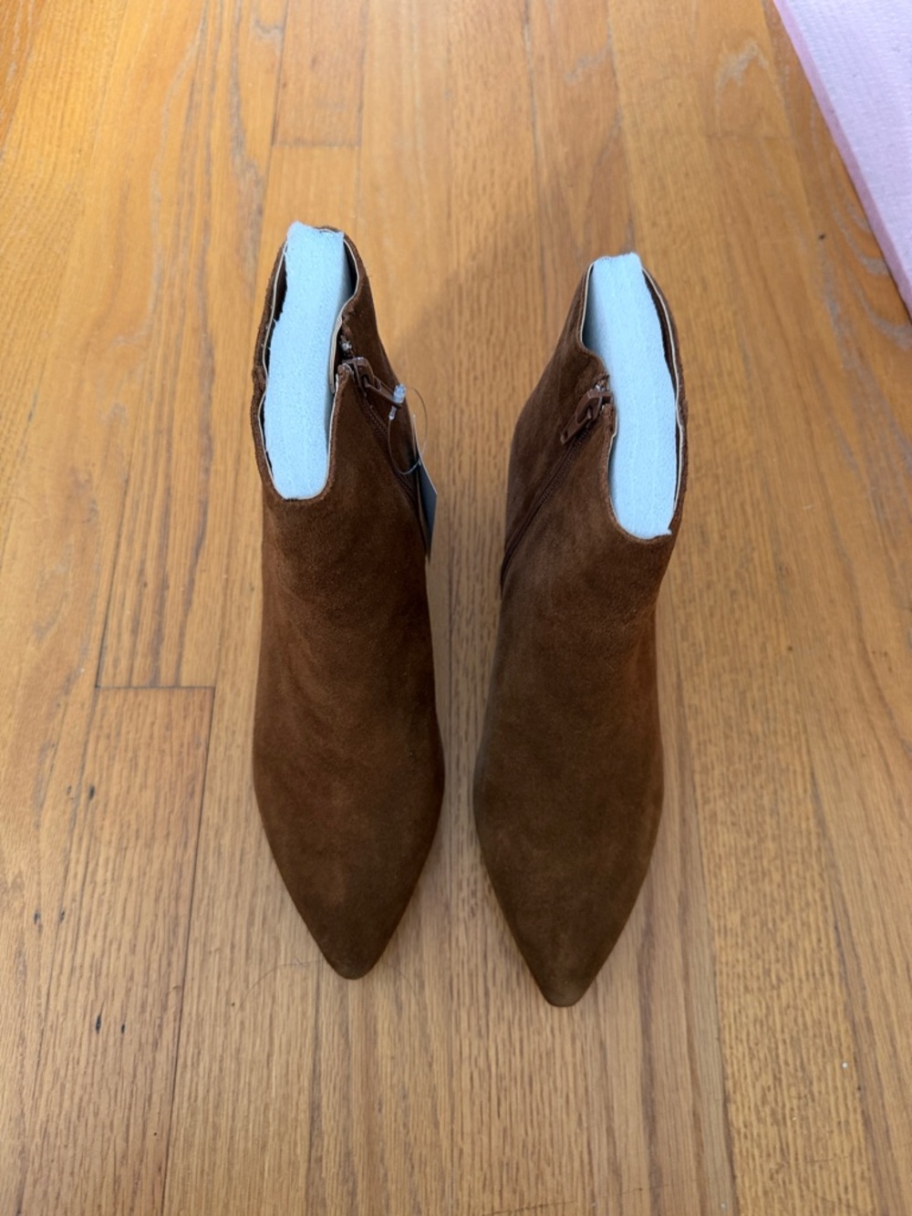 Kensie Brown Leather Suede Pointed Toe Ankle Booties